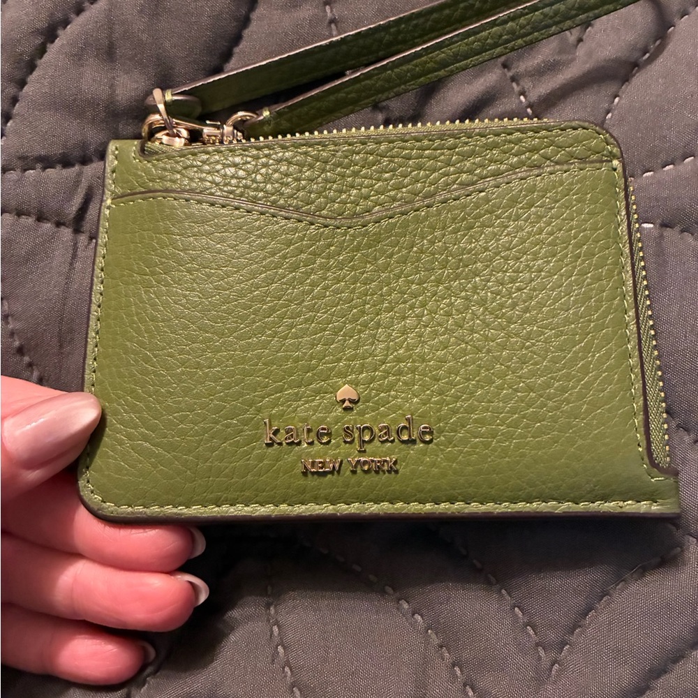 Kate Spade Olive Green Leather Card Holder